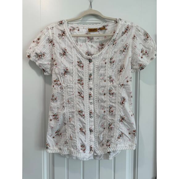 Wrangler Women's Button Down Top Floral Pearl Snap L - Picture 1 of 4